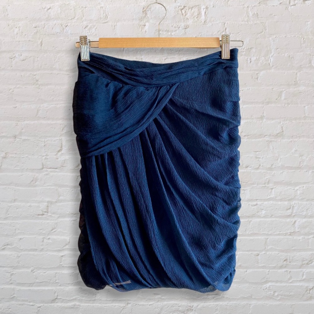 Club Monaco 100% Silk Tulip Mini Skirt in Navy